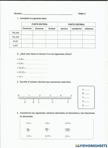 Control de números decimales.