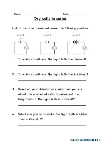 Dry cells in series circuit