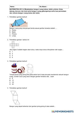 Latihan Soal Pas Matematika Bagian 1