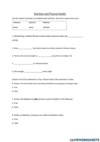 Nutrition and Physical Health