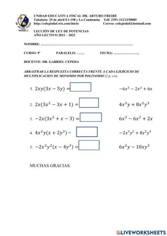 Multiplicacion de monomio por polinomio