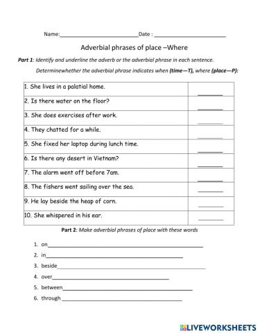 Adverbials of place rv year 3