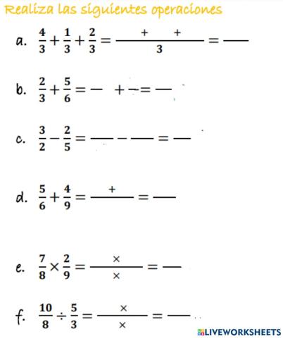Operaciones de fracciones