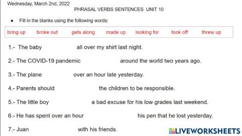 Phrasal verbs unit 10 3°