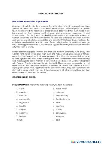 Men Funnier than Women