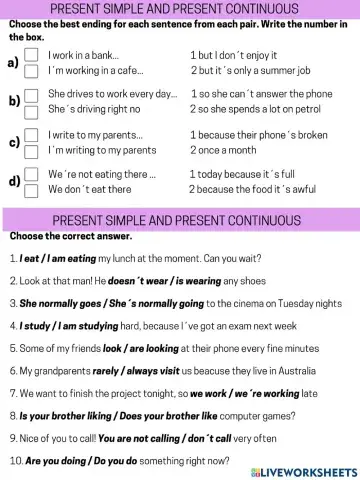 Present simple and present continuous