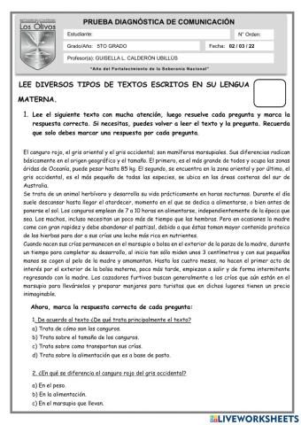 Prueba diagnóstica de comunicación