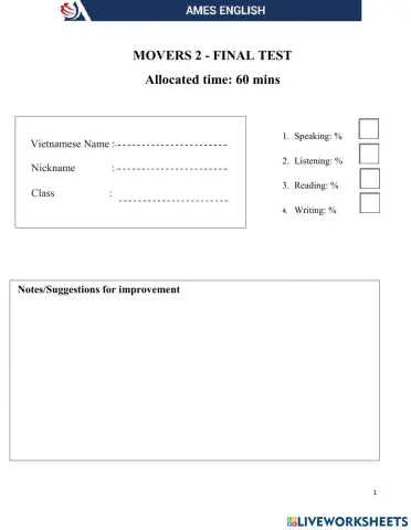 Movers 2 - Final Test