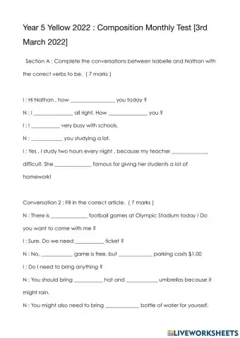 English Composition Monthly Test