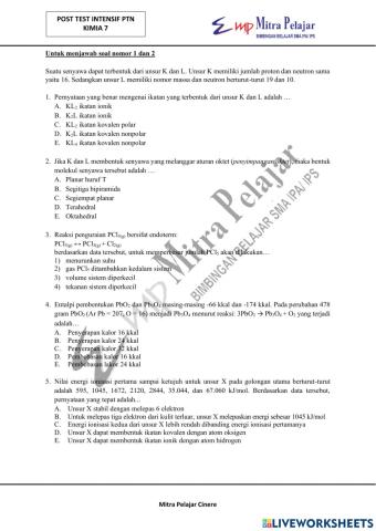 Posttest intensif kimia 7