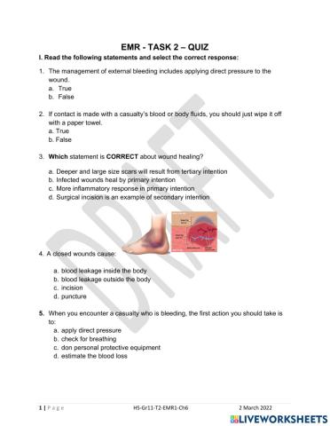 Haemorrhage and wound