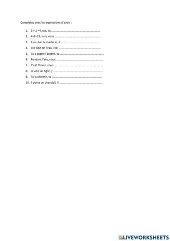 Les expressions avec avoir