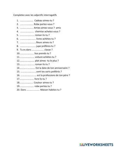 L'adjectif interrogatif