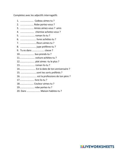 L'adjectif interrogatif