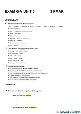 Exam Gram Pmar Unit 6