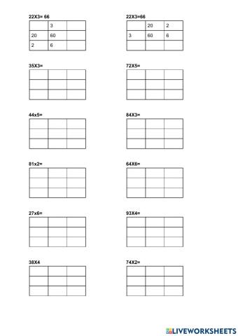 Multiplicacions d'1 xifra per descomposició