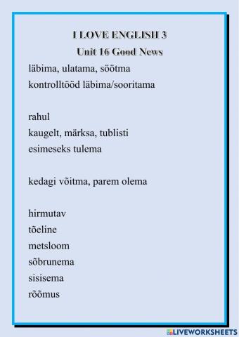 I LOVE ENGLISH 3 Unit 16 NEWS
