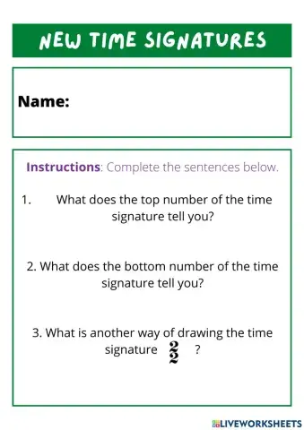 New Time Signatures Worksheey: Grade 2
