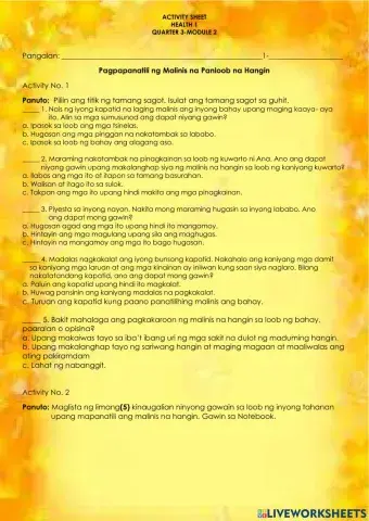 Pagpapanatili ng Malinis na Panloob na Hangin