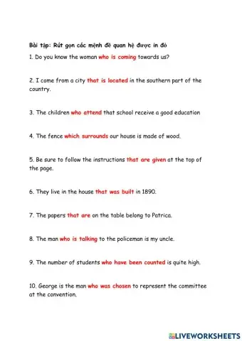 Reduced relative pronouns