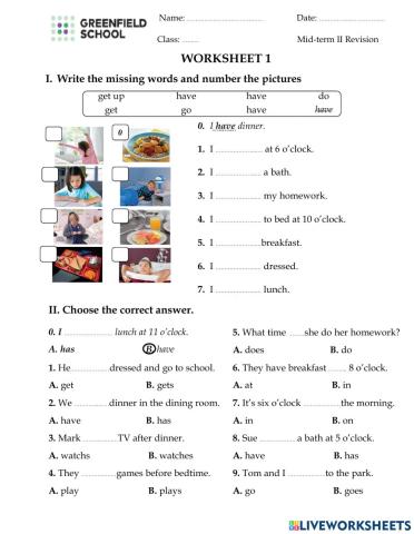 Mid-term 2 Revision Worksheet 1.1