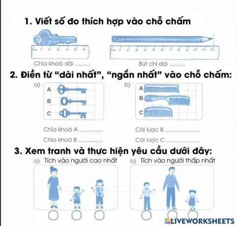 Dài hơn - Ngắn hơn - Đo độ dài