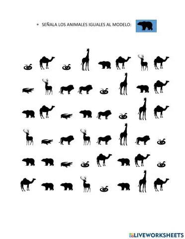 Señala los animales iguales al modelo