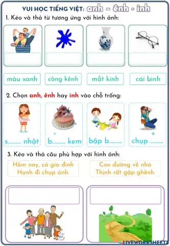 Phiếu ôn tập anh, ênh, inh