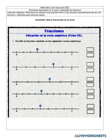 Ubicar fracciones en la recta 5to primaria