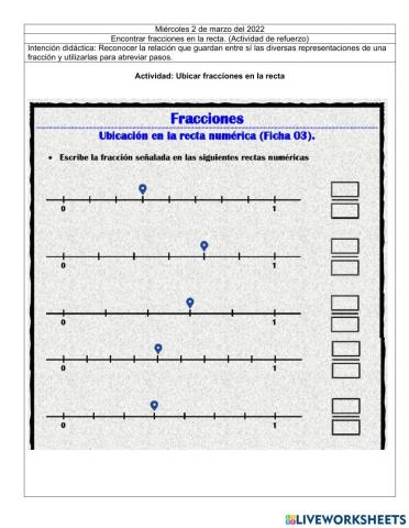 Ubicar fracciones en la recta 5to primaria