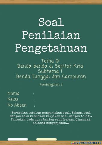Soal Penilaian Pengetahuan