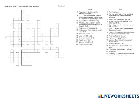 Idiomatic Heart, Hand, Head, Foot and Hair