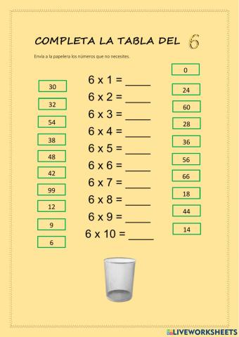 Tabla del 6