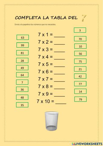 Tabla del 7
