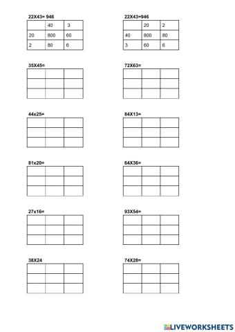 Multiiplicacions 2 xifres per descomposició
