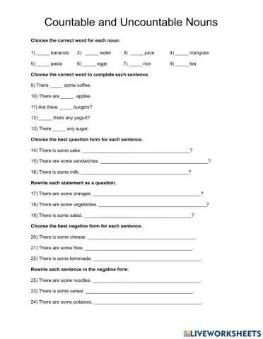 Countable and Uncountable Nouns