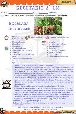 Recetario 2° -Lista de compras (EN)