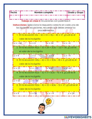 Ecuaciones con paréntesis II