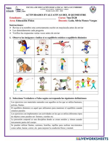 Actividad Evaluativa Educación Física 7mo