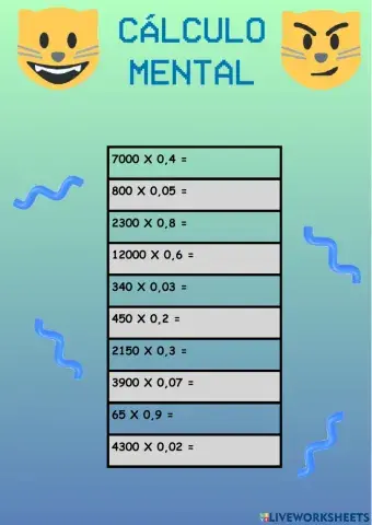 Cálculo Mental decimales