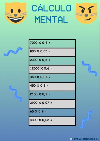 Cálculo Mental decimales