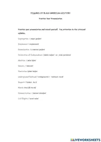 Practice your Pronunciation Black History Month