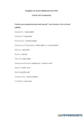 Practice your Pronunciation Black History Month