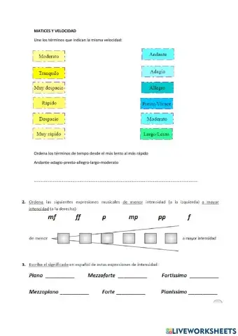Matices de intensidad  y tempo musical