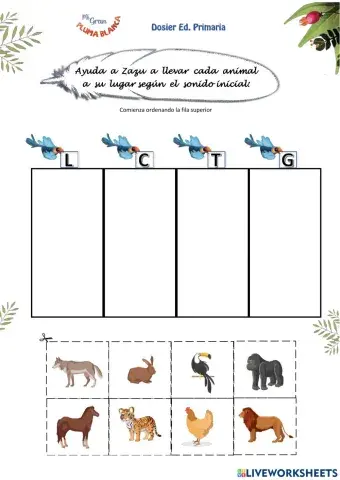 Pluma Blanca Fonema inicial Primaria