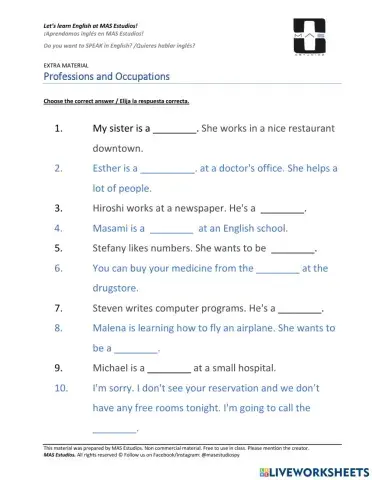Professions and Occupations