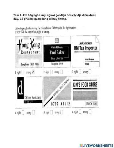 Listening TELEPHONE NUMBER