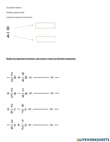 Suma de fracciones con coeficiente fraccionario