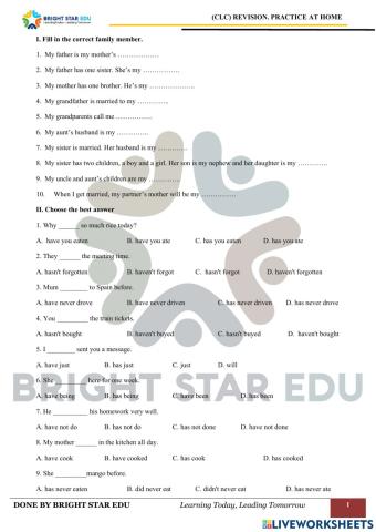 (CLC) Revision.Practice at home