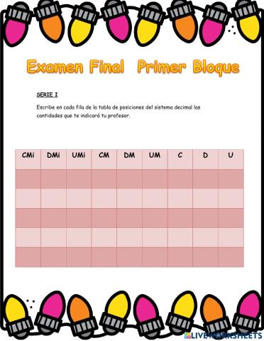 Examen Final Quinto Primaria
